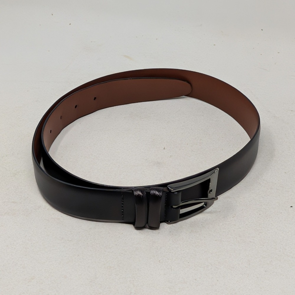 Crookhorn Mens Black Leather Belt 34 85 Textured Gunmetal Buckle Handmade USA